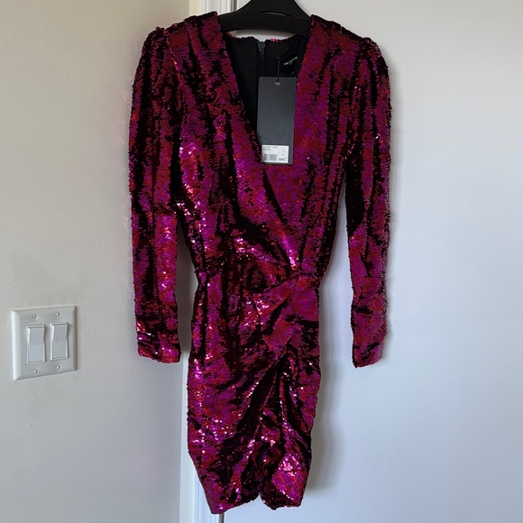 The Kooples Pink and Black Sequin Long Sleeve Dress - Picture 3 of 8